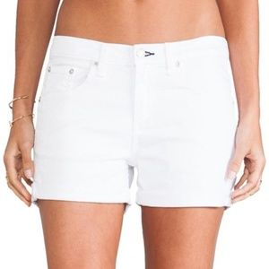 HIGH WAISTED WHITE DENIM SHORTS
